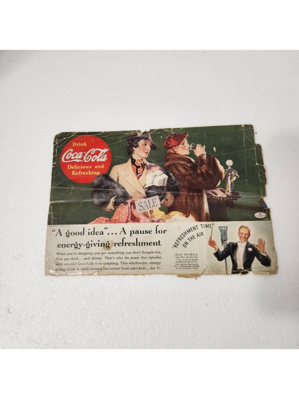 1936 Coca Cola Vintage Ad from a Magazine Women Shopping Break Soda Fountain